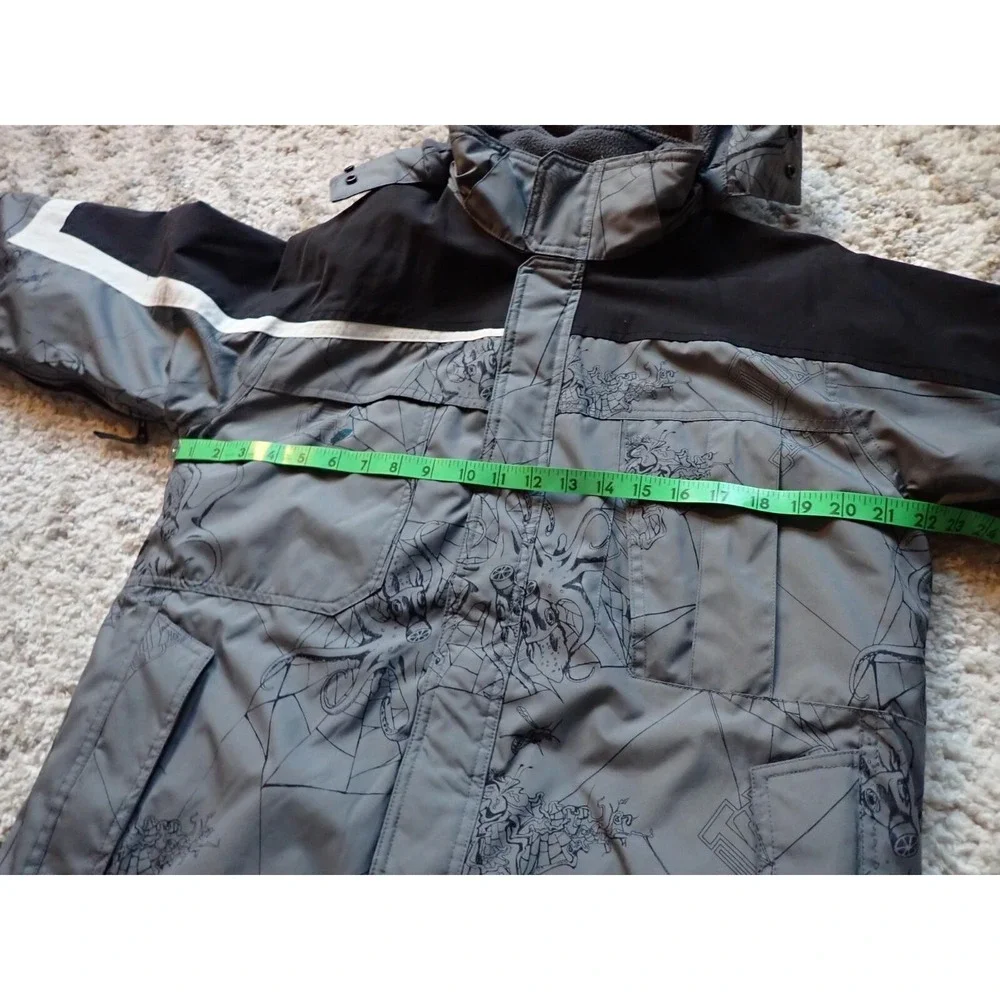 Turbine Snowboard Jacket Boys XL Grey‎ Excellent Hooded Graphic Print Ski Coat